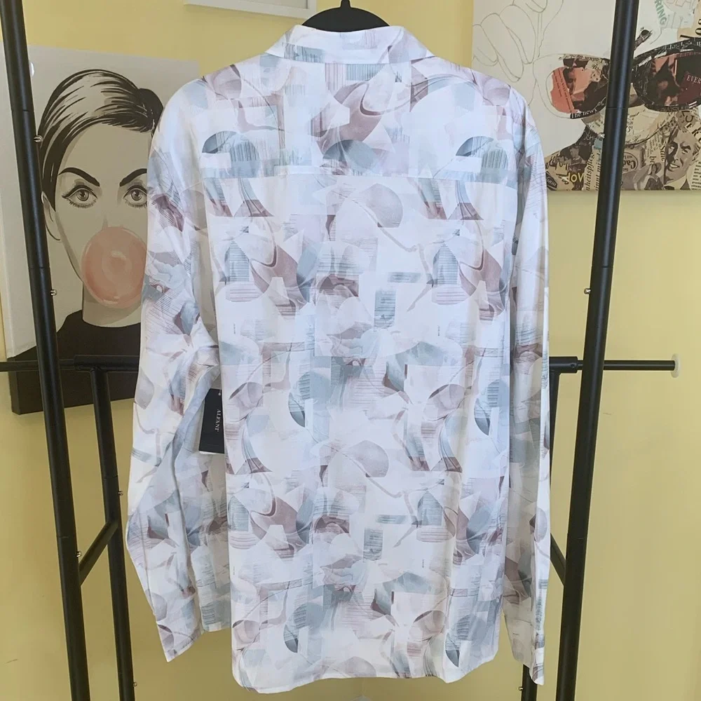 Men’s NWT ALFANI Regular-Fit Abstract Light Wave Print Button Down Shirt, Sz XL - Picture 8 of 8